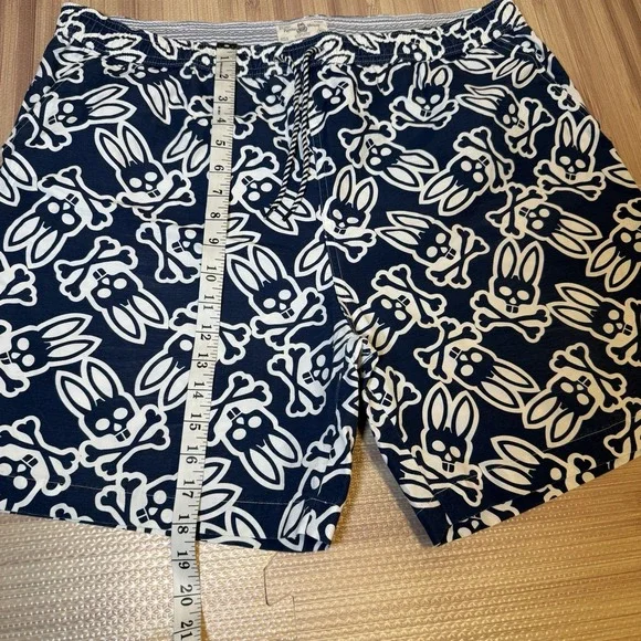 Psycho Bunny Blue Swim Trunk Shorts All-Over-Print Logo Size XL - Picture 7 of 12